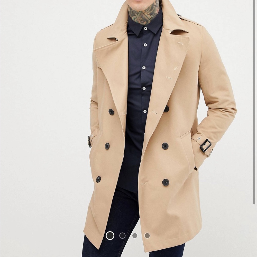 Shower resistant double breast trench coat